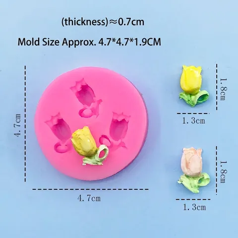 Tulip Flower Silicone Mold Pink Multi Cavity DIY Baking Tool For Fondant Chocolate Cake Decoration Candle Plaster Craft