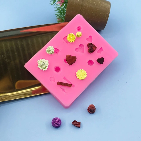 Stampo in Silicone per Torte a Forma di Cuore e Rosa per Cioccolato Fondente Strumenti per Pasticceria Fai da Te Rosa