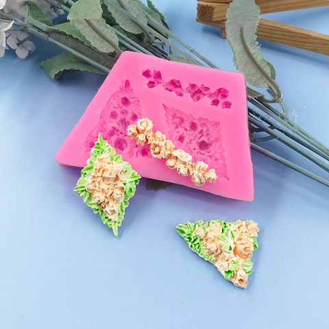 Stampo in Silicone a Forma di Ghirlanda di Rose Fai da Te Decorazione Bordo Torta Fondente Stampo per Cioccolato Rosa Fiori