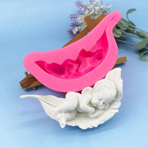 3D Schlafendes Engel Baby Auf Feder Silikonform DIY Handgemachte Seife Kerze Harz Gips Fondant Kuchen Dekoration Backwerkzeug