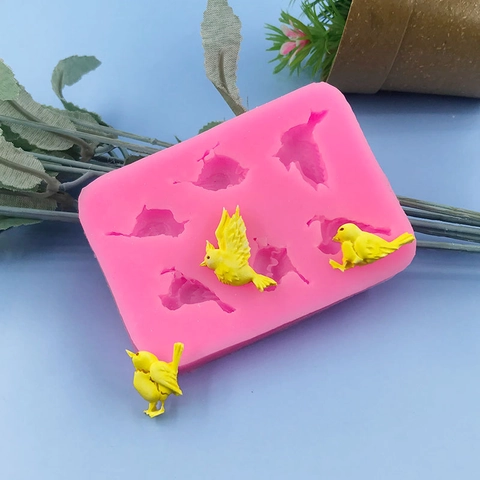 Vogelform Silikonform DIY Cartoon Fondant Kuchenform Küche Backwerkzeug Für Schokolade Süßigkeiten Gips Kerze Basteln Rosa