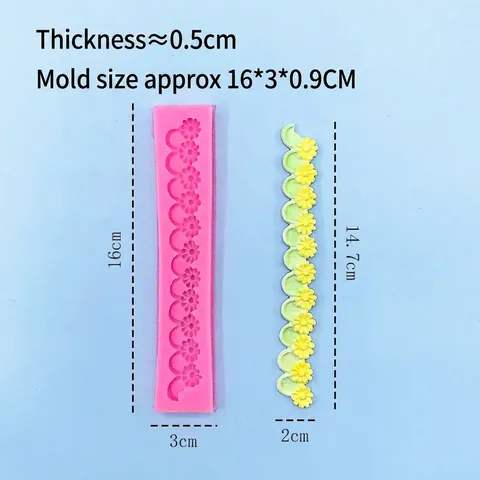 Gänseblümchen Blume Spitze Rand Silikonform Für Fondant Kuchen Dekoration Schokolade Zucker Handwerk DIY Backen Werkzeug Rosa