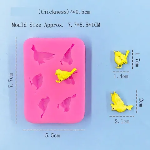 Vogelform Silikonform DIY Cartoon Fondant Kuchenform Küche Backwerkzeug Für Schokolade Süßigkeiten Gips Kerze Basteln Rosa