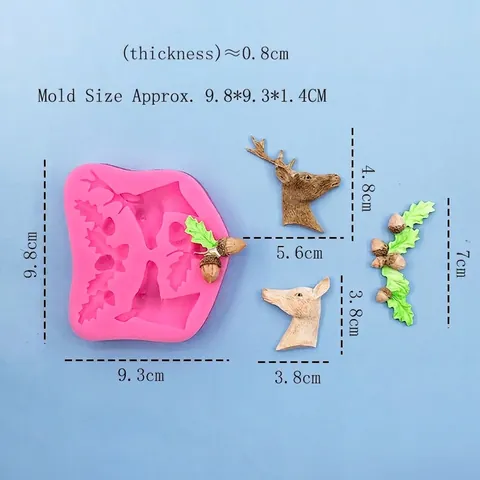 Weihnachten Hirschkopf Eichel Eichenblatt Silikonform Für Tortendekoration Schokolade Fondant DIY Backwerkzeug