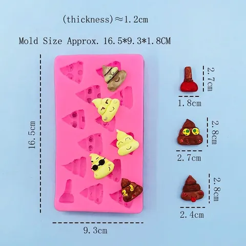 15 Holtes Emoji Poep Siliconen Vorm Roze Cartoon DIY Bakgereedschap Voor Chocolade Snoep Fondant Taart Decoratie Ijsblokjesvorm