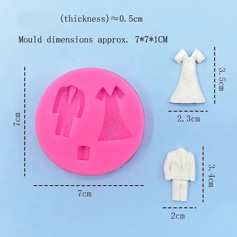 Stampo in Silicone per Abito da Sposa e Vestito per Decorazione di Torte DIY Cioccolato Fondente Gesso Strumento di Cottura