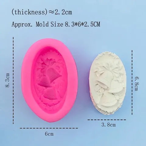 Christmas Bell Silicone Mold 3D Relief Bowknot Holly Leaf Fondant Cake Chocolate Baking Decoration Mold Handmade Soap Mold
