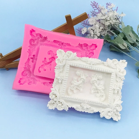 Vintage Europäischer Stil Fotorahmen Silikonform Barock Relief Spitze Kuchen Dekoration Werkzeug Für DIY Backen Schokolade Harz