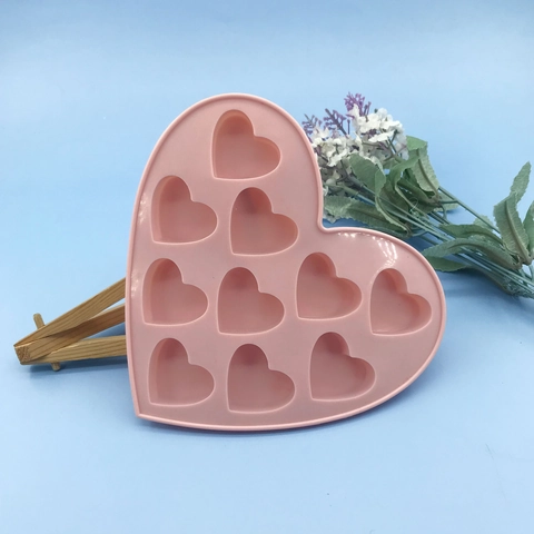 Stampo in Silicone a Forma di Cuore 10 Cavità Rosa Teglia per Cioccolato Fondente Torta Caramelle Sapone DIY Strumenti Decorativi