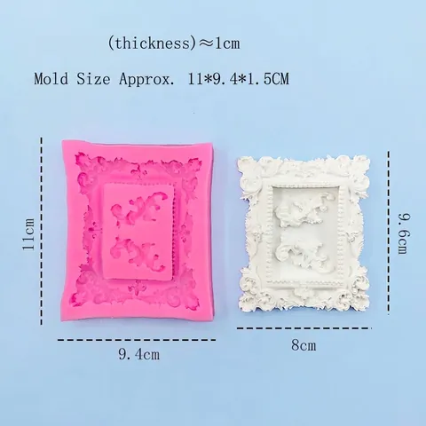 Vintage Europäischer Stil Fotorahmen Silikonform Barock Relief Spitze Kuchen Dekoration Werkzeug Für DIY Backen Schokolade Harz