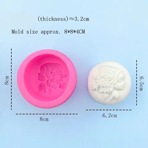 3D Forest Girl Profile Silicone Mold Girl Head Flower Relief Fondant Chocolate Cake Baking Mold Soap Plaster DIY Craft Mold