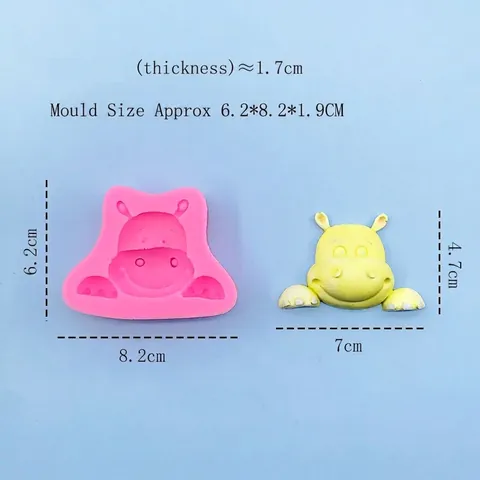 Nilpferd Form Silikonform 3D Tier Cartoon Kuchen Schokolade Fondant Backwerkzeug Handgemachte Seife Gips Ton Form Rosa