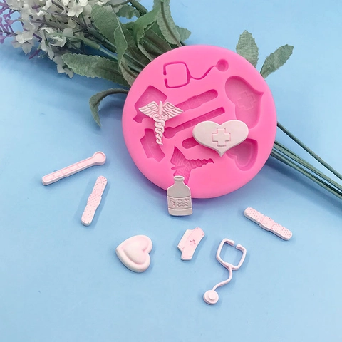 Medizinisches Thema Silikonform Stethoskop Herzform DIY Schokolade Fondant Kuchen Dekoration Backform Rosa