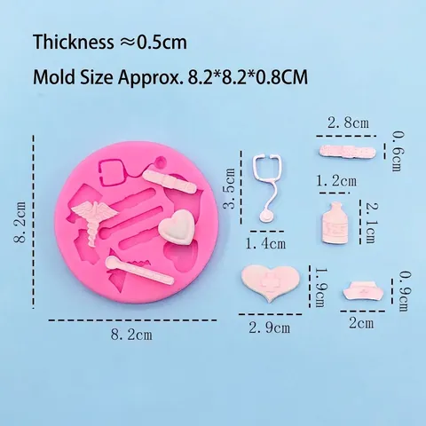 Medizinisches Thema Silikonform Stethoskop Herzform DIY Schokolade Fondant Kuchen Dekoration Backform Rosa