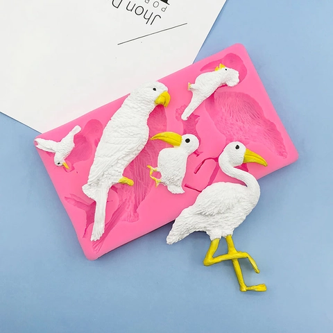 Flamingo Papagei Vogel Silikonform Für DIY Tortendekoration Fondant Schokolade Gips Ton Backwerkzeuge Tropisches Thema Form