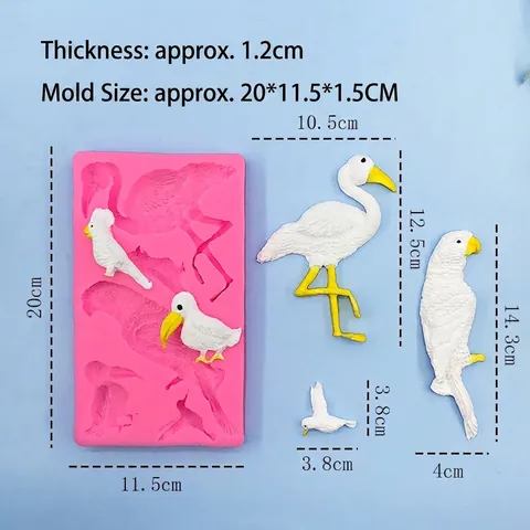 Flamingo Papagei Vogel Silikonform Für DIY Tortendekoration Fondant Schokolade Gips Ton Backwerkzeuge Tropisches Thema Form
