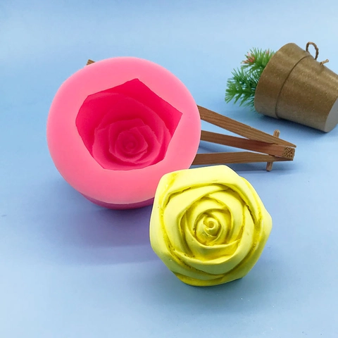 Molde de Silicona de Flor de Rosa 3D para Hornear Pasteles Chocolate DIY Vela Aromática Yeso Piedra de Aroma Jabón Artesanía