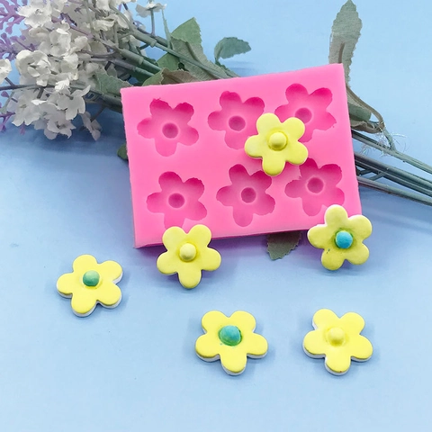 Molde de Silicona de 6 Cavidades para Chocolate Pasteles DIY Hornear Fondant Jabón Yeso Velas Rosa Forma de Cerezo