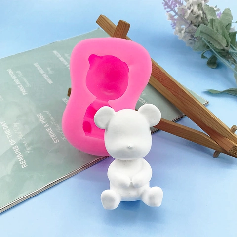 Cartoon Beer Zittende Vorm Siliconen Vorm Voor DIY Chocolade Fondant Taart Decoreren Gips Kaars Maken Tool Bakbenodigdheden