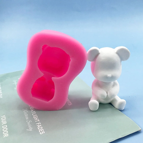 Cartoon Beer Zittende Vorm Siliconen Vorm Voor DIY Chocolade Fondant Taart Decoreren Gips Kaars Maken Tool Bakbenodigdheden