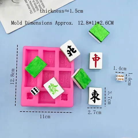 Stampo in Silicone a Forma di Mahjong Fai-da-te Strumento di Decorazione per Dolci Cioccolato Fondente Sapone Artigianale Stampo a 9 Cavità
