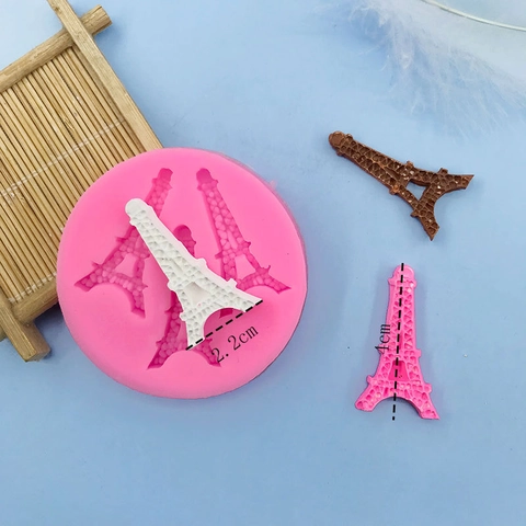 Molde de Silicona Torre Eiffel para Decoración de Pasteles Chocolate Fondant Yeso Vela DIY Herramientas de Panadería Rosa