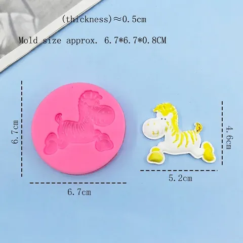 Cartoon Zebra Form Silikonform Rosa Rund Laufendes Pferd Design Für Kuchen Schokolade Fondant DIY Backen Dekoratives Werkzeug