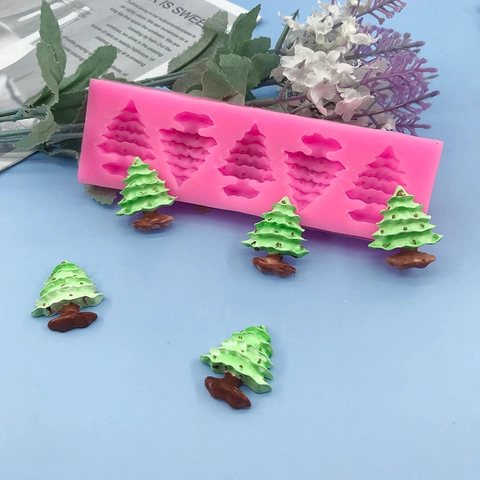 Stampo in Silicone per Albero di Natale Multi-Cavità Fai Da Te Fondente Torta Cioccolato Decorazione Rosa Stampo Albero