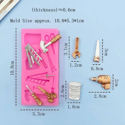 Stampo in Silicone Strumenti Hardware Martello Sega Chiave Scala per Fondente Cioccolato DIY Resina Gesso Decorazione