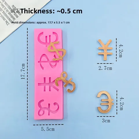 Molde de Silicona Símbolos de Moneda Dólar Euro Libra Yen Fondant Chocolate Decoración de Pasteles DIY Herramienta de Repostería Rosa