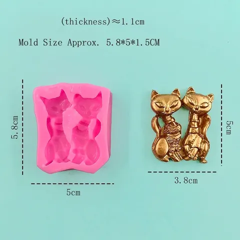 Twee Vossen Vorm Siliconen Vorm DIY Fondant Chocolade Taart Decoreren Vorm Hars Klei Handwerk Bakken Tool