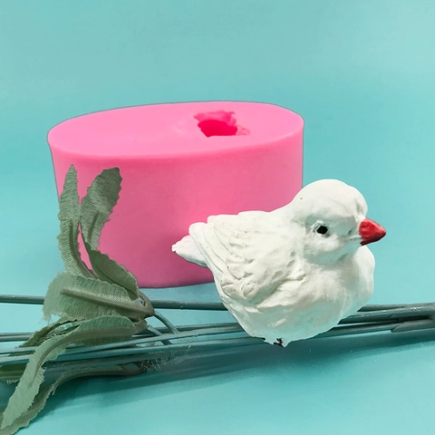 Molde de Silicona de Pajarito 3D para Hornear Pasteles Chocolate Jabón Vela Yeso Herramienta de Bricolaje Molde de Pájaro