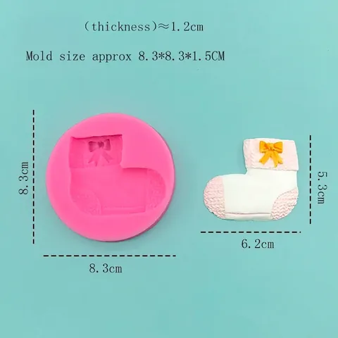 Kerstsok Siliconen Vorm DIY Taart Decoratie Tool Fondant Chocolade Gips Was Vorm Met Brei Textuur Strik Ontwerp