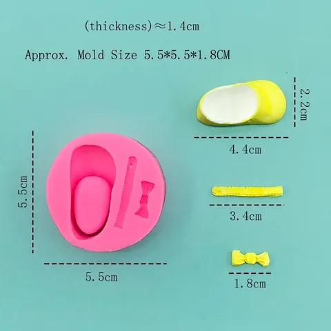 Baby Shoes Bowknot Shape Silicone Mold For Fondant Chocolate Soap Gypsum Cake Decorating Tool Pink Handmade DIY Baking Mold