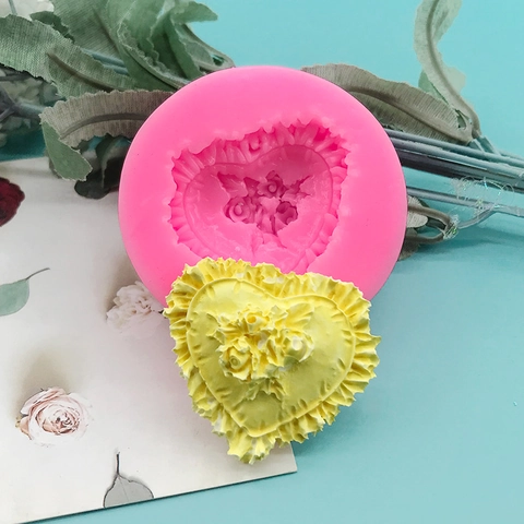 Heart Rose Flower Silicone Mold For Valentine's Day Chocolate Mousse Cake Decoration DIY Soap Aromatherapy Candle Mold