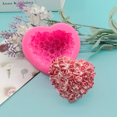 Herz Rosen Silikonform Zum Backen Schokolade Fondant Kuchendekoration DIY Handgemachte Seife Kerze Herstellung Backwerkzeug