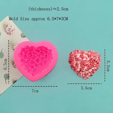 Herz Rosen Silikonform Zum Backen Schokolade Fondant Kuchendekoration DIY Handgemachte Seife Kerze Herstellung Backwerkzeug