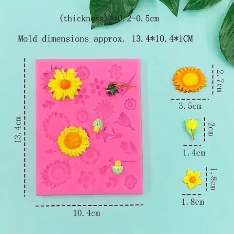 Molde de Silicona para Pasteles Tulipán Margarita Girasol Decoración de Chocolate Fondant DIY Jabón Hecho a Mano Resina