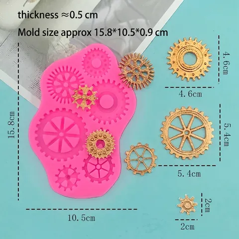 Punk Industrial Gear Silicone Mold For DIY Baking Fondant Chocolate Candy Resin Wax Seal Stamp Industrial Style Kitchen Tools