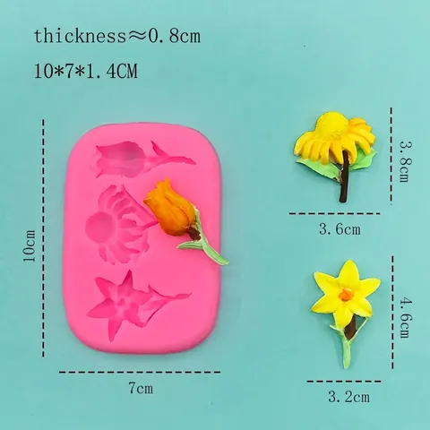 Molde de Silicona con Forma de Flor Tulipán Girasol Lirio para Decoración de Pasteles de Fondant y Chocolate DIY