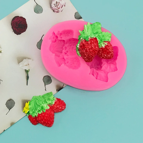 Erdbeere Form Silikonform Für Fondant Schokolade Tortendekoration DIY Handgefertigte Kerze Seife Gips Harz Rosa