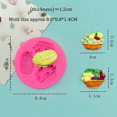 Molde de Silicona para Pasteles Forma de Cesta de Verduras Col para Fondant Chocolate Jabón Yeso Herramienta de Horneado