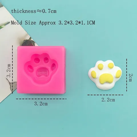 Cute Cat Paw Silicone Mold For DIY Cake Fondant Chocolate Pink Animal Footprint Shape Baking Tool For Soap Resin Clay