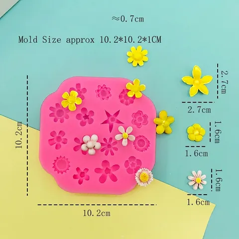 Molde de Silicona con Flores DIY para Herramientas de Decoración de Pasteles de Chocolate y Fondant Formas de Flores Múltiples Bandeja