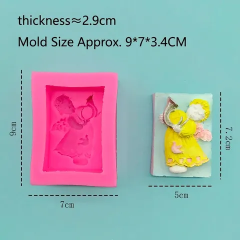 Stampo in Silicone Angelo 3D Cherubino che Suona la Tromba per Torte Fondente Cioccolato Fai da Te Gesso Resina Decorazione