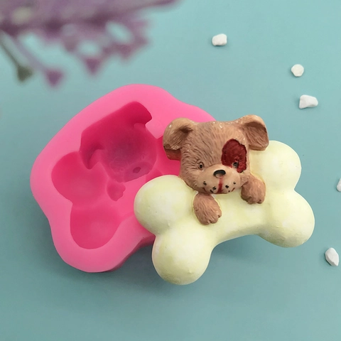 Puppy Chewing Bone Silicone Mold For DIY Chocolate Fondant Plaster Handmade Soap Cartoon Style Baking Tool Cake Mold