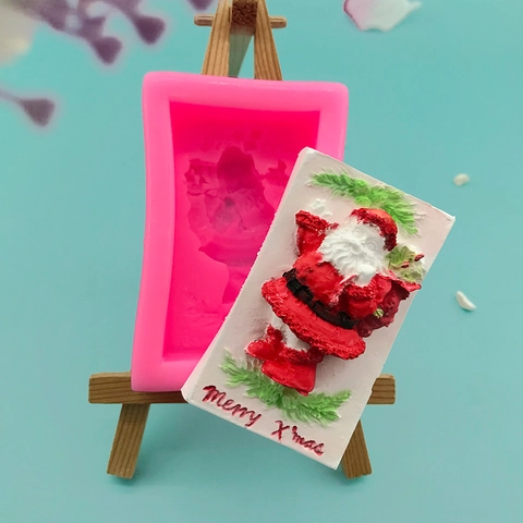 3D Kerstman Siliconen Vorm Kerst Fondant Taart Decoreren Chocolade Bakvorm Handgemaakte Zeep Maken Tool Reliëf DIY