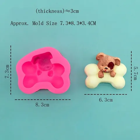 Puppy Chewing Bone Silicone Mold For DIY Chocolate Fondant Plaster Handmade Soap Cartoon Style Baking Tool Cake Mold
