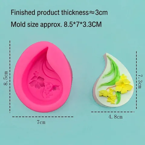 Molde de Silicona 3D de Flor y Hoja para Fondant Chocolate Jabón Decoración de Pasteles Herramienta de Horneado DIY Rosa