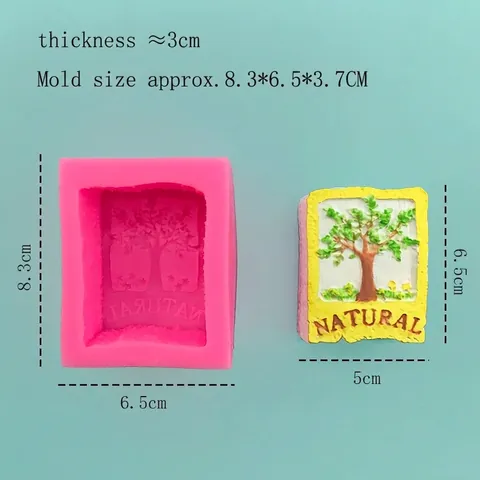 3D Boom Patroon Siliconen Vorm Voor Taart Decoreren Natural Letter Fondant Vorm DIY Zeep Gips Hars Craft Tool Roze